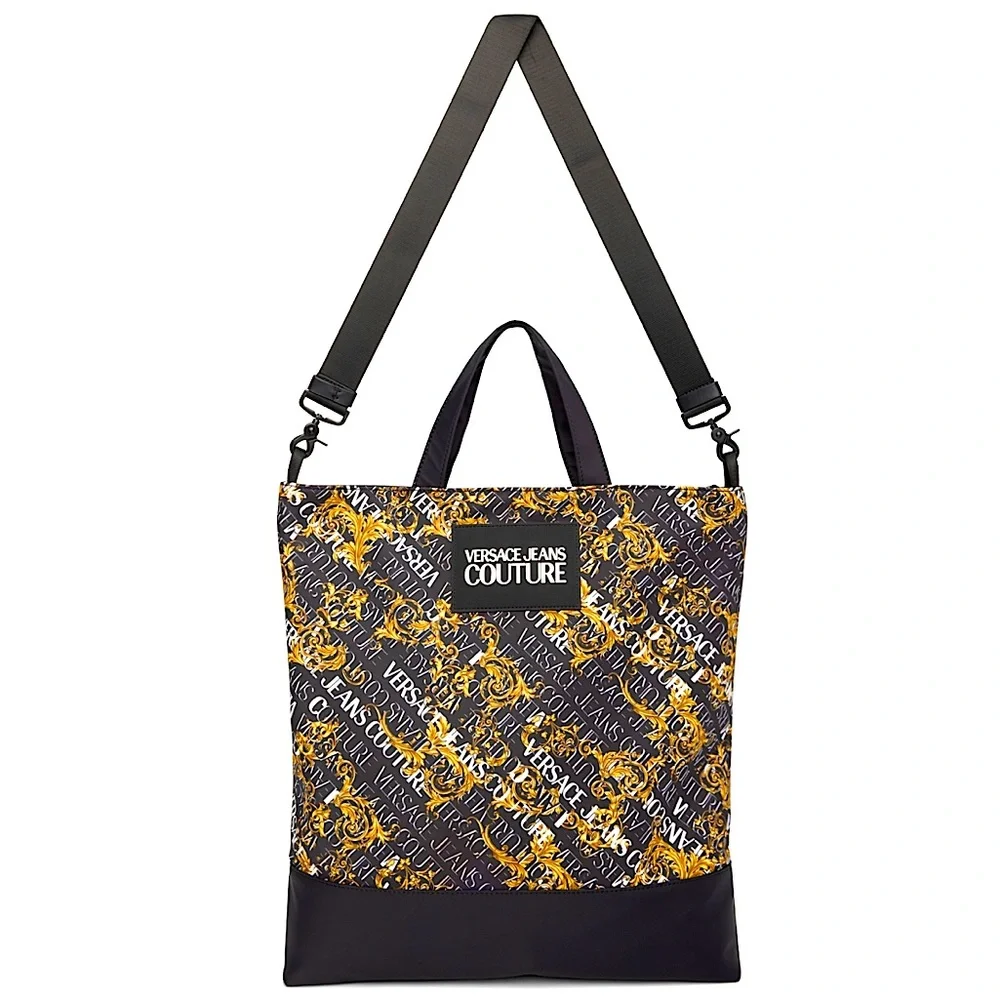Versace Jeans Couture Black Baroque Logo Bag